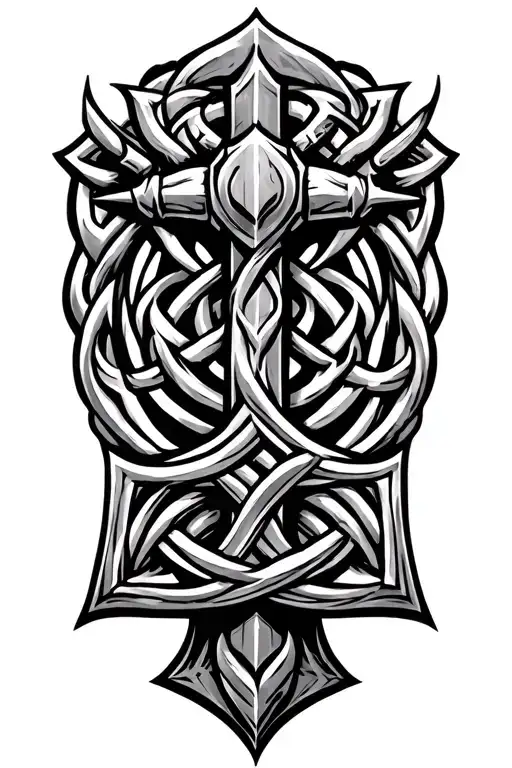 thor hammer celtic knot tattoo design idea