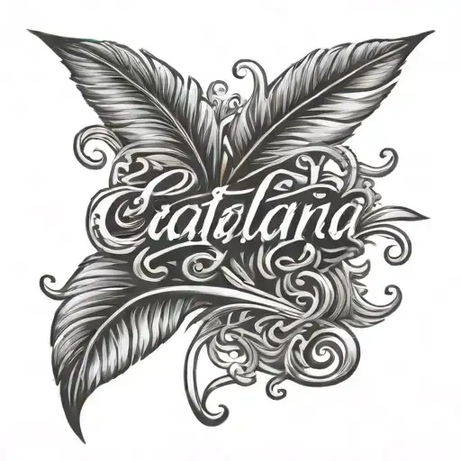 Catalina in cursive writing no art style tattoo design idea