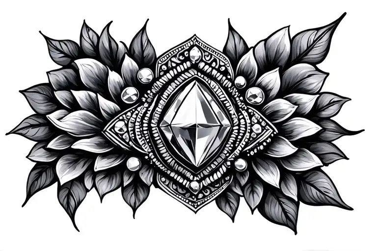 ancient Roman henna tattoo with diamond and jewelry  tattoo design idea