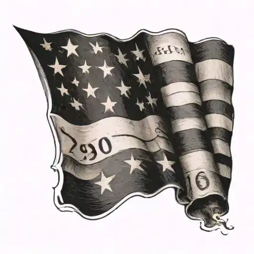 American flag with numbers 19306 in it tattoo design idea
