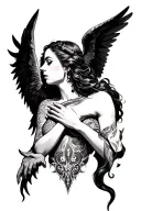 sexy angels demons fighting neck tattoo tattoo design idea