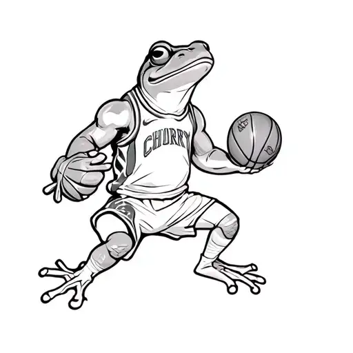Steph curry as a frog playing tattoo design idea