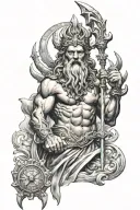 Poseidon holding trident tattoo design idea