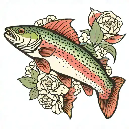 rainbow trout jumping tattoo design idea