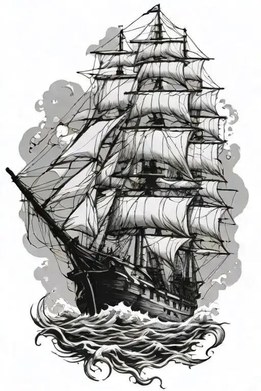 hms endeavour Underwater Shipwreck tattoo design idea