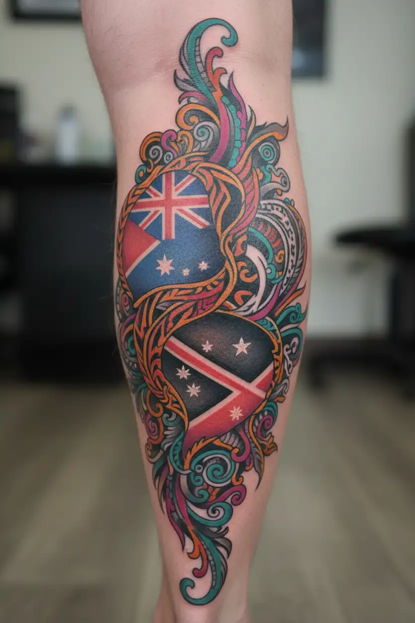 Philippine flag and New Zealand flag tribal tattoo tattoo design idea