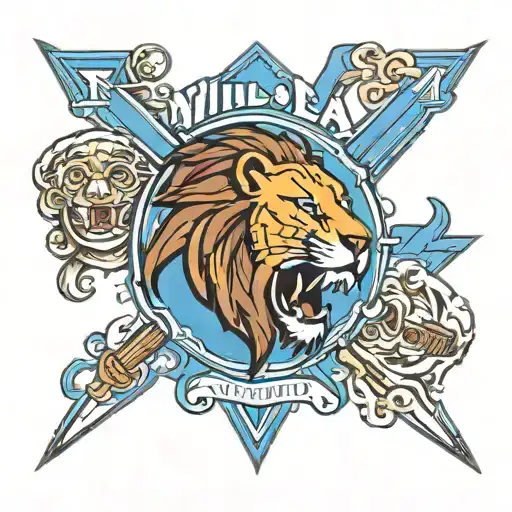 Aston villa detroit lions combo tattoo design idea