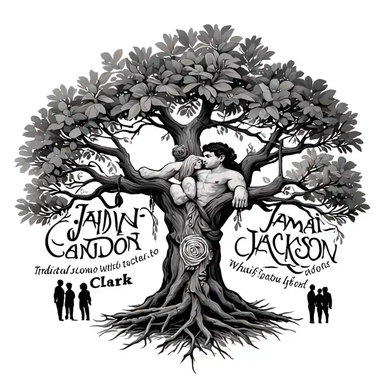 "Jaidyn-Jamai -Clark -Jackson" family tree for man with names  tattoo design idea