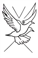 Dove flying away with three sharp crosses shining behind the dove tattoo design idea