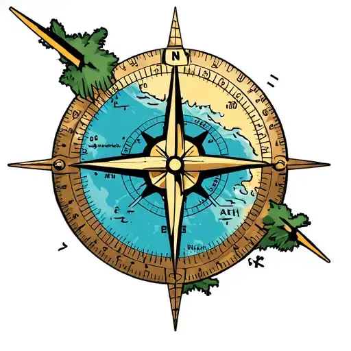 P3 Orion naval plane compass rose with Hawaii islands tattoo design idea