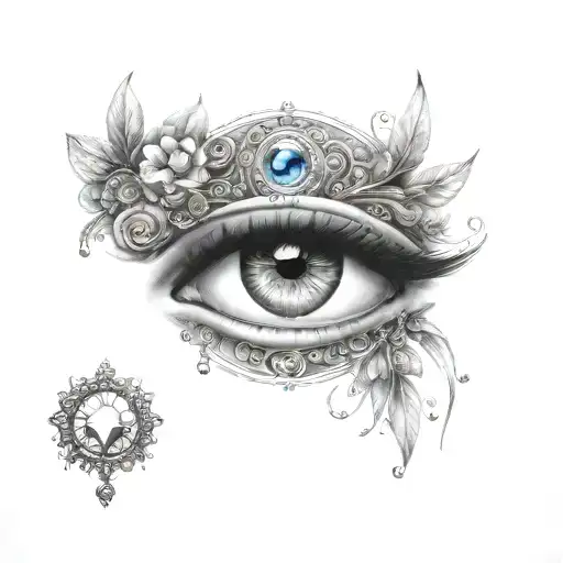 gypsy eye with gems tattoo design idea