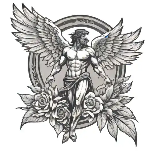 icarus neo traditional tattoo design idea