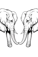 two elephant heads facing each other tattoo design idea
