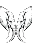 two elephant heads facing each other tattoo design idea
