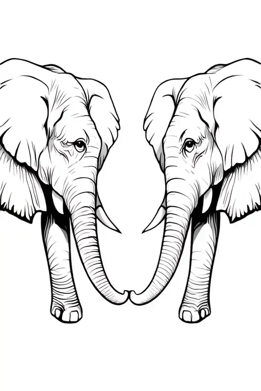 two elephant heads facing each other tattoo design idea