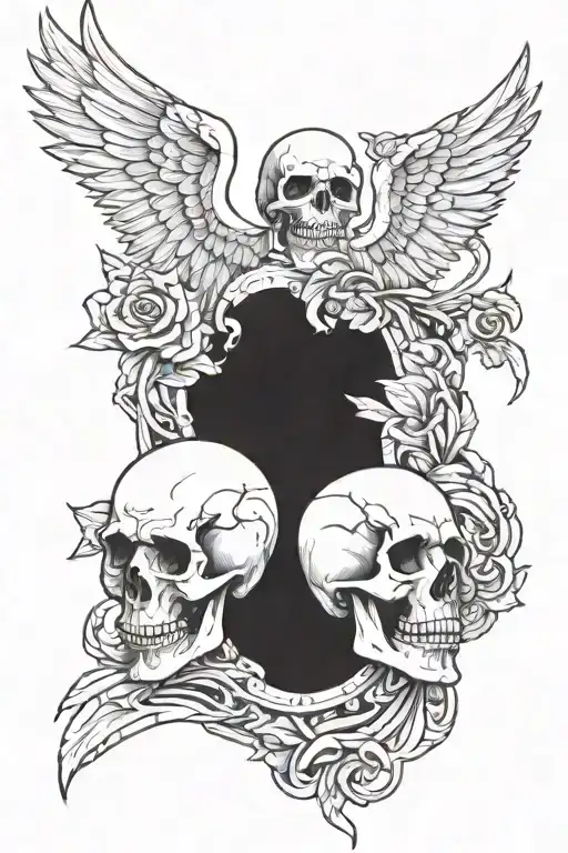 Skull and Angel looking tattoo design idea