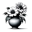 flower, Tim Burton, vase tattoo design idea