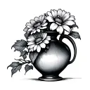 flower, Tim Burton, vase tattoo design idea