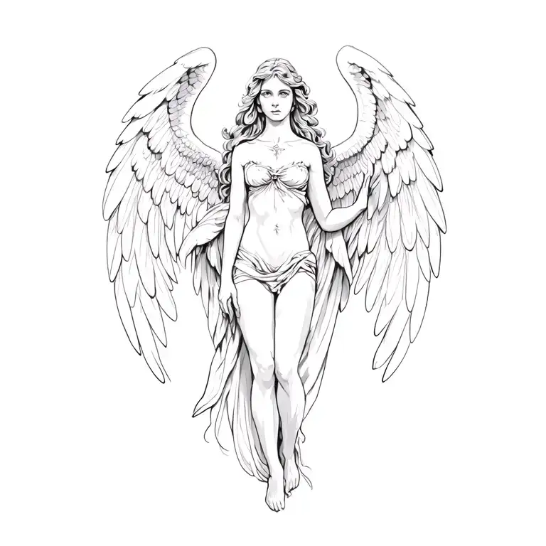 angel with wings tattoo design idea