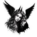 angel and demon half angel tattoo design idea