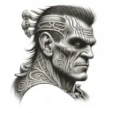 Frankenstein with Māori face tattoo tattoo design idea