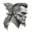 Frankenstein with Māori face tattoo tattoo design idea