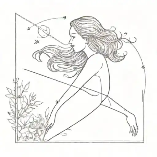 girl wandering cosmos tattoo design idea