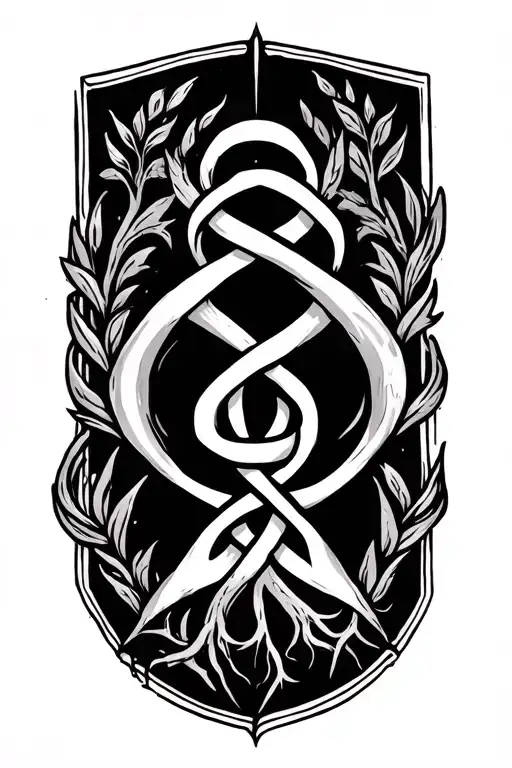 Nordic trinity knot roots surrounded tattoo design idea