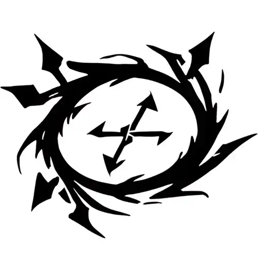 simple and clean shuffle symbol with the arrows made of devil tails tattoo design idea
