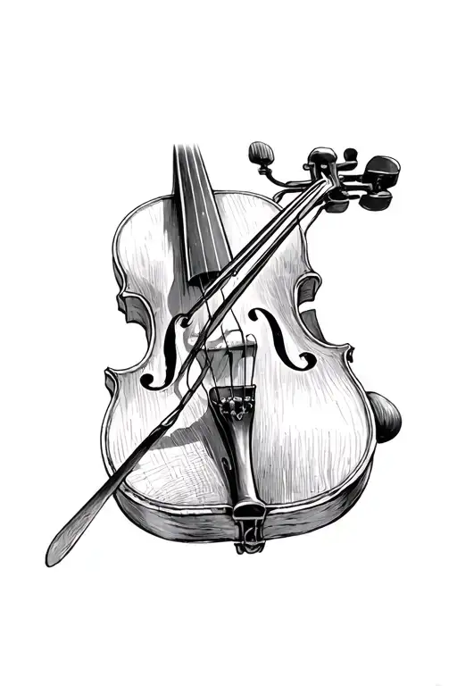 violin perspective tattoo design idea