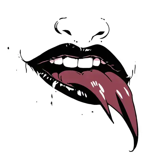 bimbo lips, tongue tattoo design idea