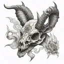 antelope skull shot gun smoke swirling tattoo design idea