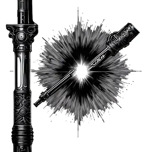 Lightsaber hilt engraved with "weston" tattoo design idea