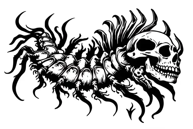 SKULL SPIDERLILY CENTIPEDE tattoo design idea