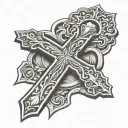 cross and praying hands tattoo design idea