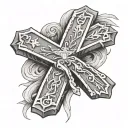 cross and praying hands tattoo design idea