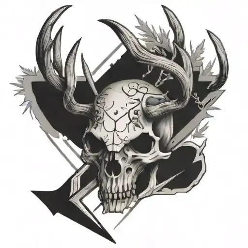 Arrow and deer skull tattoo design idea