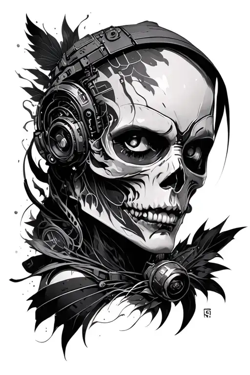 cyberpunk style tattoo design idea