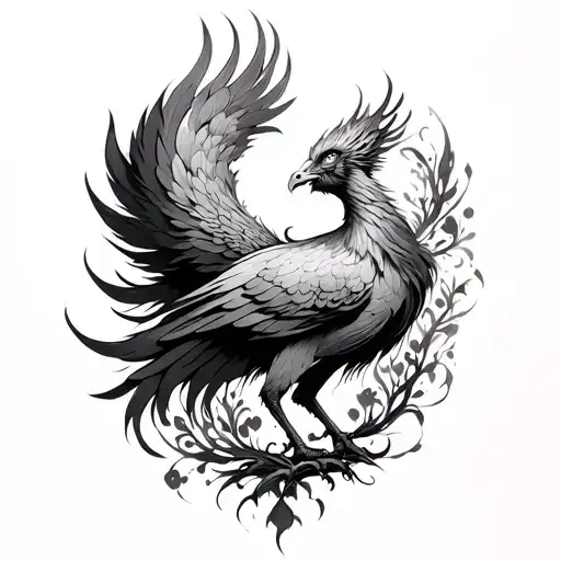 Feminine Phoenix tattoo design idea