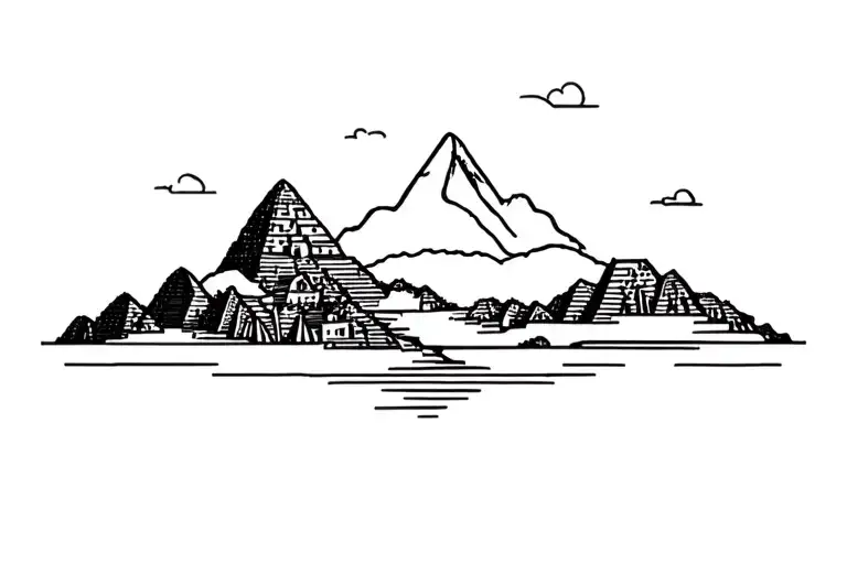 Machu Picchu skyline tattoo design idea