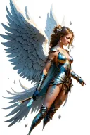 angel wing female warrior tattoo design idea