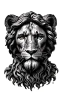 Jesus Christ with lion chests piece tattoo design idea