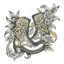 boot spur and lock tattoo design idea