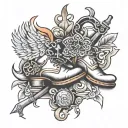 boot spur and lock tattoo design idea