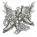boot spur and lock tattoo design idea