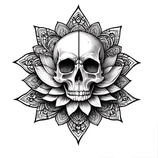 Skull Yantra Mandala Lotus tattoo design idea