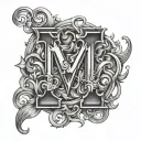 Four M letter M M M M merged together to create tattoo design idea