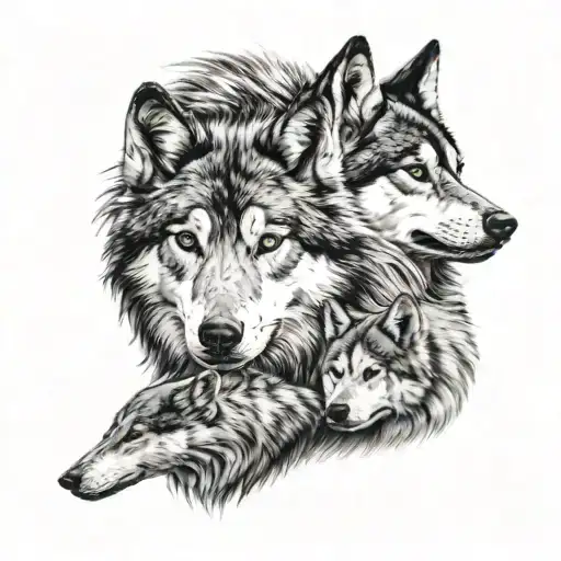 wolf with husky by his side tattoo design idea
