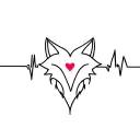 fox and heart beat tattoo design idea