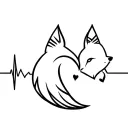 fox and heart beat tattoo design idea